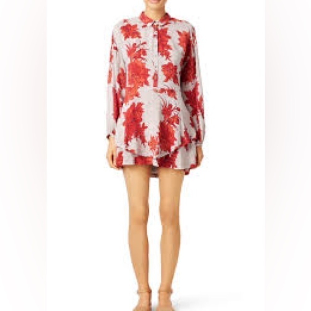 Free People 2 Tier Floral Shirt Dress - Picture 3 of 9